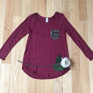 Brenda's USA Deep Red Sequin Top